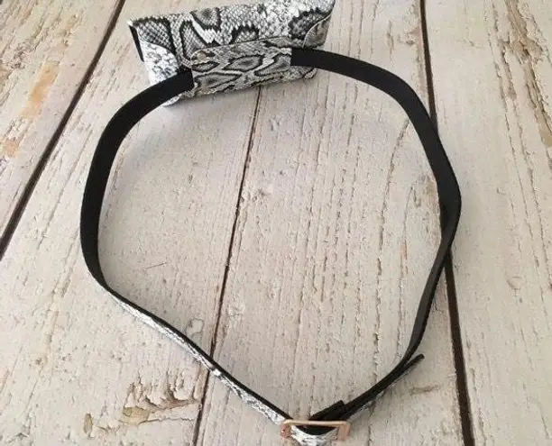 Snake Print Belt Bag White
