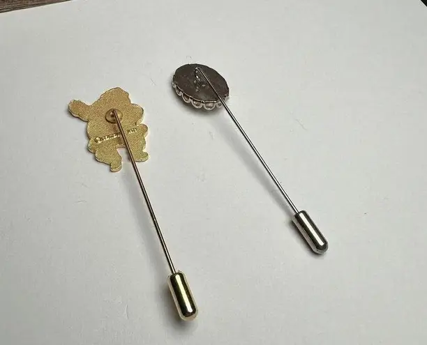 Enamel Santa Claus & Embroidered Christmas Tree Lapel Stick Pin Lot Of 2