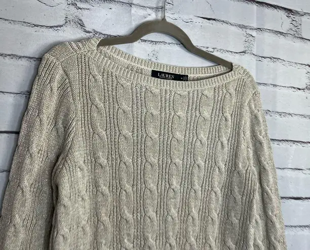 Lauren Ralph Lauren Black Label Cable Knit Cream Sweater Preppy Fall M Vintage Size M