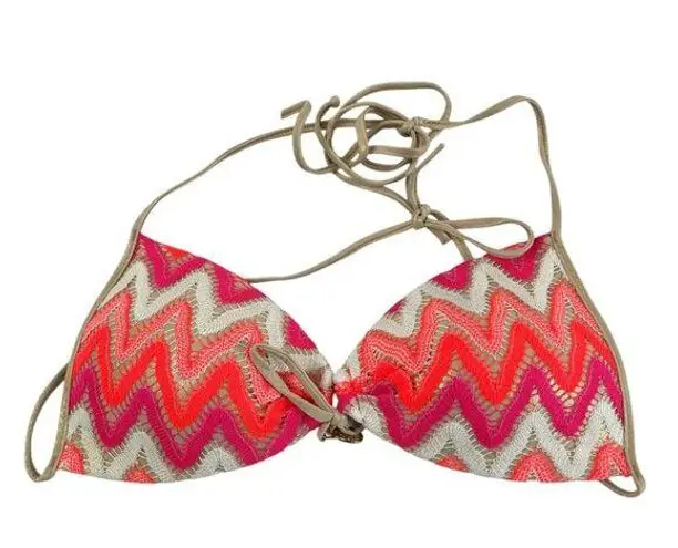 Luli Fama FLAMINGO BEACH Molded Push Up Bandeau Halter Swim Bikini Top Medium