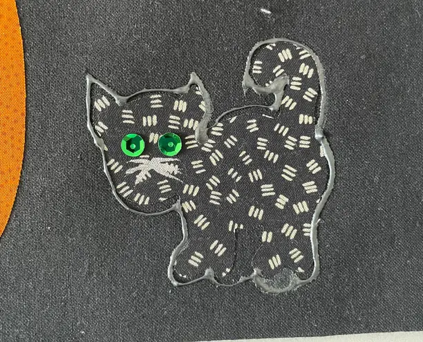 Handmade Vintage Halloween Witchy Boo and Black Cat Tote Bag