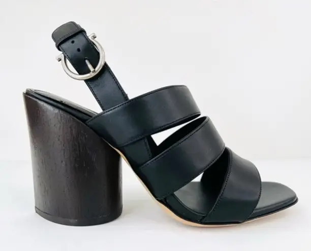 Salvatore Ferragamo Trezze 85mm Block Heel Slingback Leather Sandals Size 6.5 D