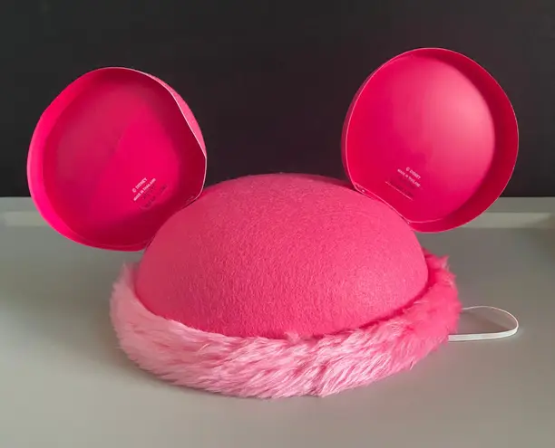 Disney Mouse Park Hat w/ Ears Fur Pink Vintage ana Disneyland Disneyworld