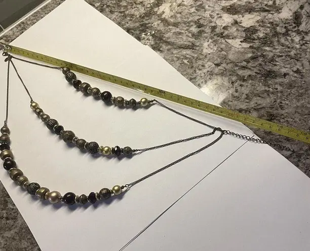 Cookie Lee Signed Bead Beaded Necklace Multi Strand Adjustable Length