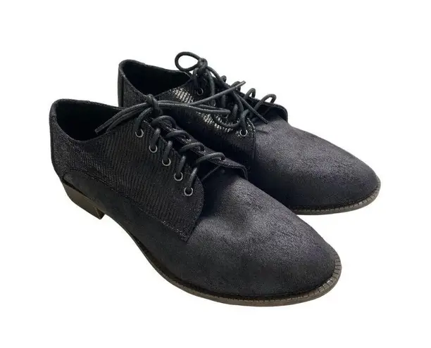 Very Volatile Warner Oxford Flats Womens Size 10 Black Office Wear Lace Up Style