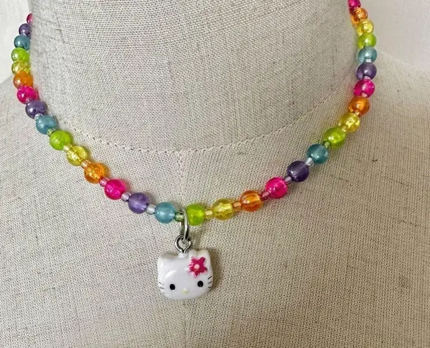 Sanrio Multi colored beaded hello kitty pendant necklace