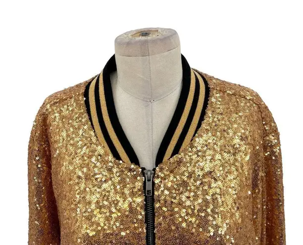 Torrid  Sequin Bomber Jacket Gold Metallic Long Sleeve Plus Size 4X