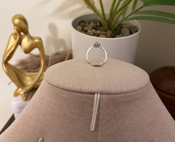 SIZE 6 925 Crown Natural Turquoise Cubic Zirconia Ring Silver