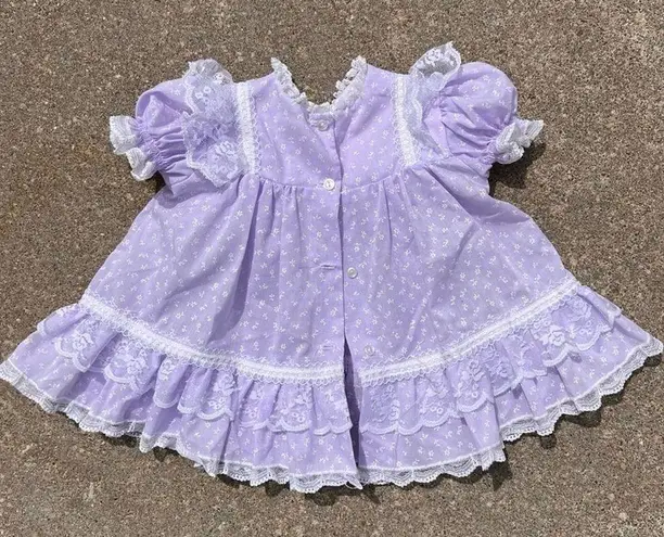 Vintage 90s Bryan purple ruffles lace calico floral bud dress Size undefined