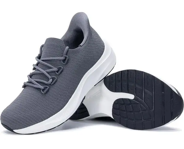 NWT ~ Gray Slip On Lace Front Lightweight Sneakers Athletic Shoes ~ Women 8 1/2 Size 8.5