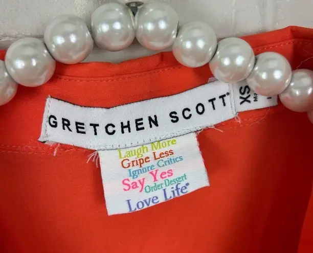 Gretchen Scott Orange Button Front Ruffle Sleeve Shirt Size XS