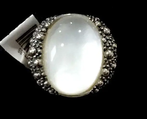MICHAEL DAWKINS Starry Night Sterling Silver Mother of Pearl Doublet Ring Sz 10