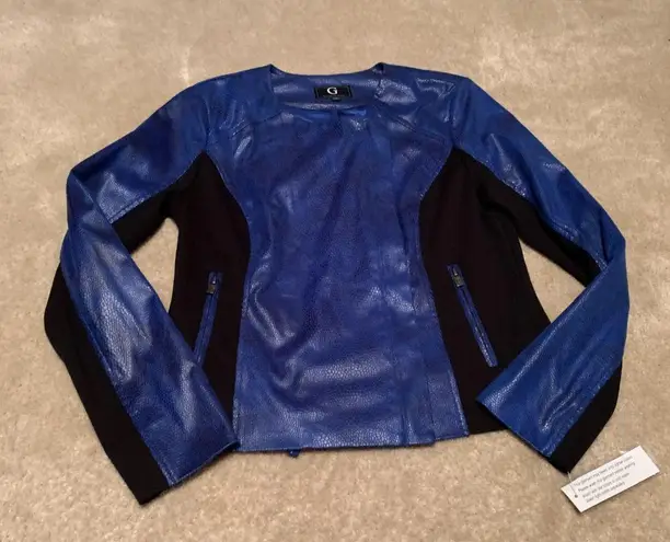 G by Giuliana Two Tone Moto Jacket Blue/Black Size Small NWT