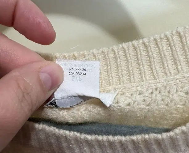 Club Monaco Sweater Womens Small Pullover Waffle Knit Ivory Cashmere Casual