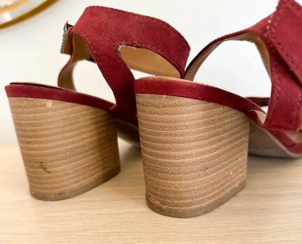 Universal Threads  | Red Faux Suede Block Strappy‎ Heel Shoe Open Toe