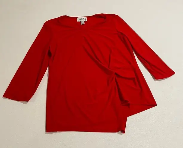 Joseph Ribkoff Red Ruched Asymmetrical Dress Size 10 US Cocktail Evening - Image 1