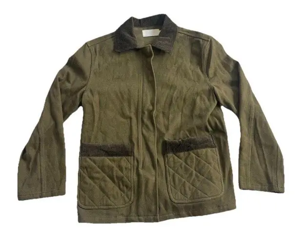 Wyeth Women’s Jacey Barn Jacket Small Olive Green Army Quilted Cotton Corduroy