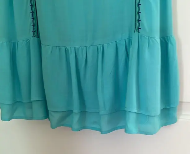 Super Cute Embroidered Dress with Ruffle Bottom Excellent Condition Green