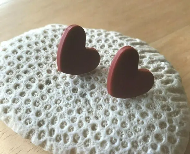 Handmade Heart Earrings Posts Polymer Clay Valentine Birthday Romance Cu…