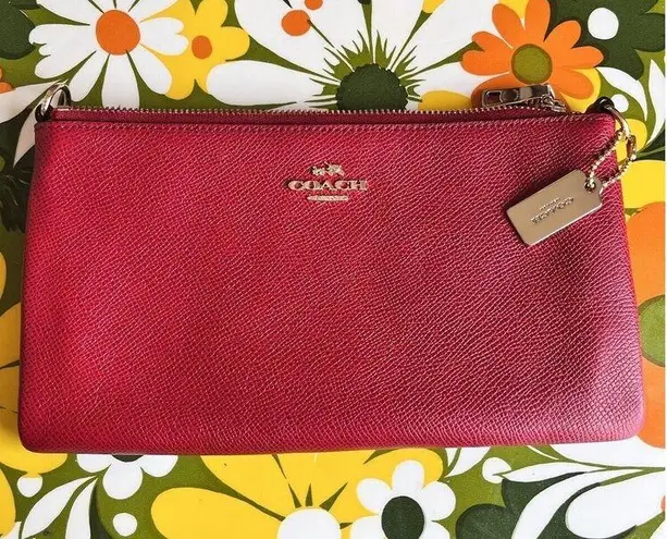 Coach  F57465 Wristlet/Wallet Clutch Leather Large Bright Pink/Red No Wrist Strap