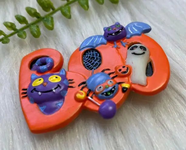 Halloween boo bat brooch