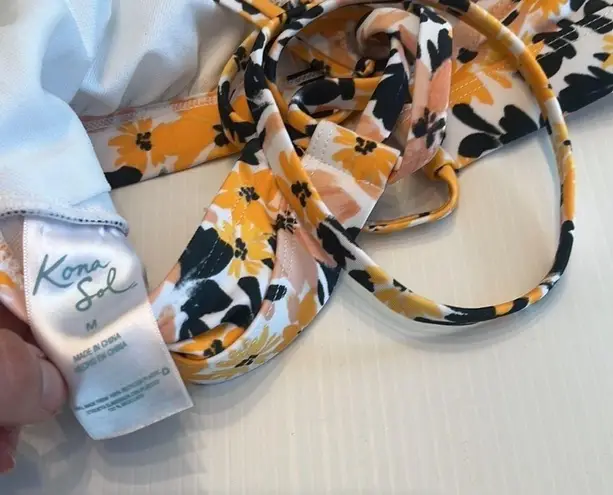 Kona Sol bikini top size medium bottom small floral keyhole hipster bottoms