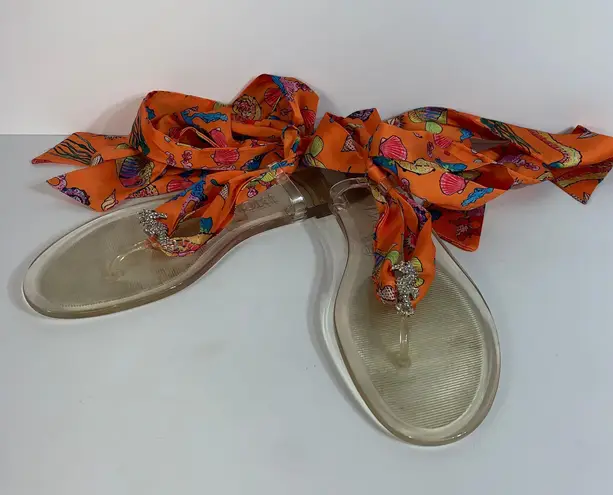 Inc international CONCEPTS Women's Orange-Clear Seahorse Malana Scarf Flat Sanda