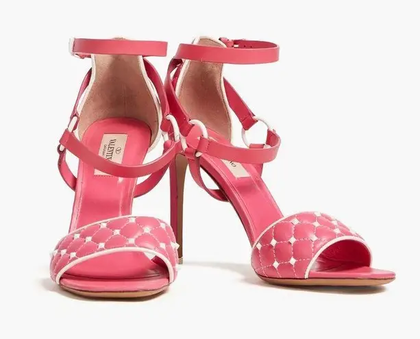 Valentino Garavani Rockstud Spike pink leather high heel sandals size IT 38