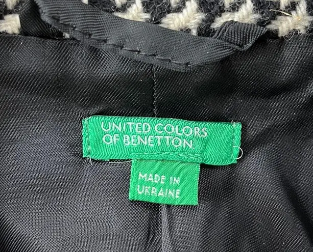 United Colors Of Benetton Black and White Houndstooth Blazer, Size 40 XS