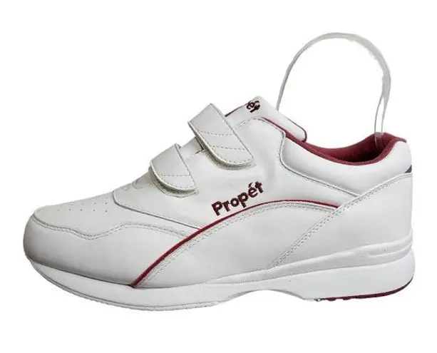 Propet Tour Walker Strap Shoes White/Berry Leather Hook & Loop Women’s Size 10 White