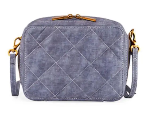 Neiman Marcus  Blue Gray Diamond Quilted Fabric Crossbody Bag Purse