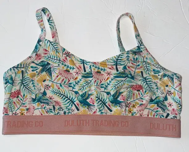 Duluth Trading Co. Multicolor Floral Sports Bra unlined medium light support M Green