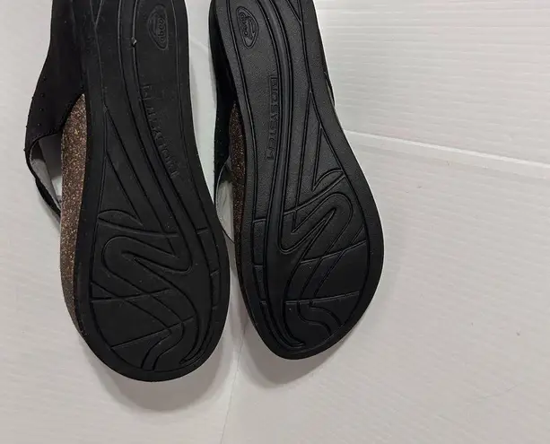 Abeo Bravo leather upper thong sandals women size 10 N Black