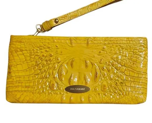 Brahmin Yellow Crocodile Embossed Wristlet Clutch