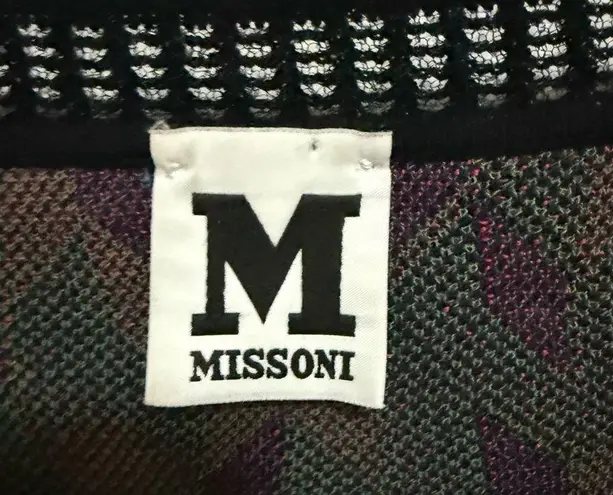 M Missoni Knit Zigzag Bodycon Dress Short Sleeve Size Small Black Multicolor