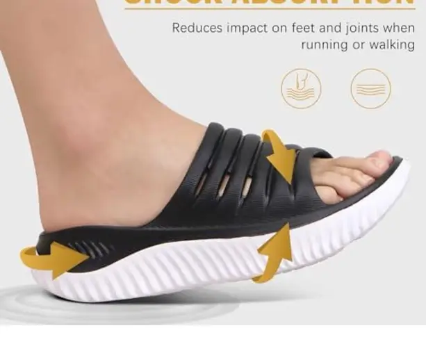 KuaiLu Women’s Recovery Sandals Comfortable Plantar Fasciitis Arch Support 9 Black