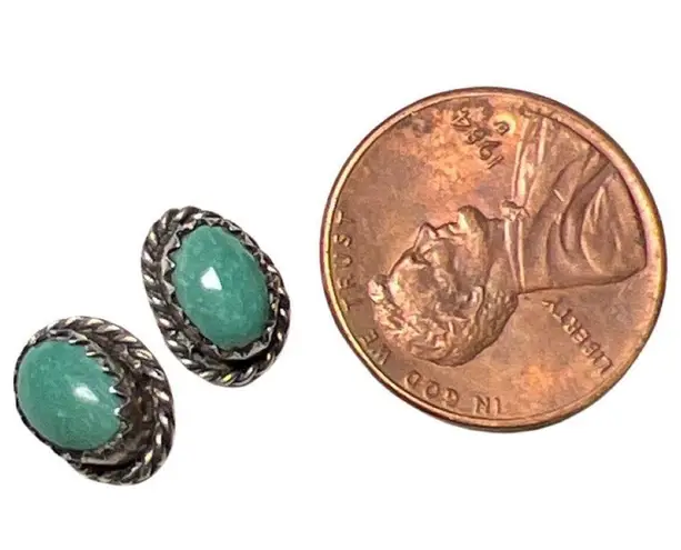 Vintage Sterling Silver Natural Turquoise Post Earrings