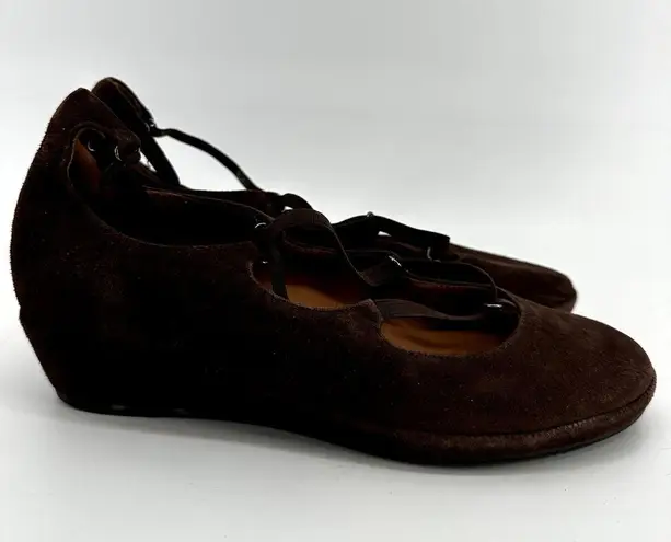 L'Amour des Pieds Benham Ballerina Flats Strappy Suede Leather Brown 7.5M Size 7.5