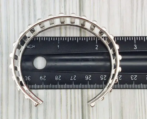 Cute Silver Tone Wide Bar Bangle Cuff Bracelet One Size Form to Fit