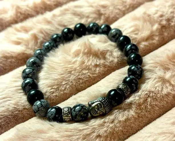 Tibetan monk head gem unisex bracelet Black