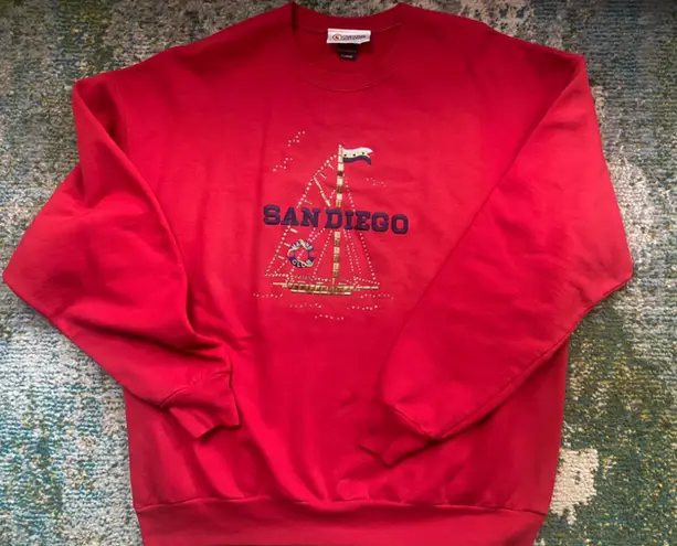 Vintage Christie Alexander San Francisco Marine Club jewel sweatshirt, size XL Red
