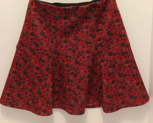 Hollister Red Floral Skater Skirt
