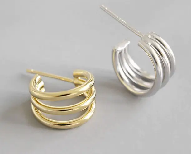 Gold Triple Hoop Earrings