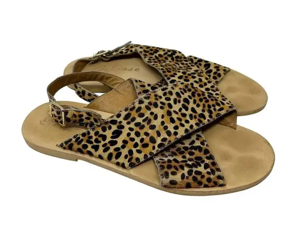 Matisse Arielle Cow Hair Sandals Leopard Cheetah Print Size 8 Tan