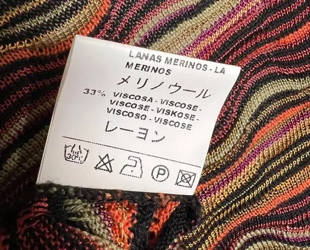 Missoni Wavy Chevron Print Open Knit Button Front Cardigan Size 4 Maroon Orange