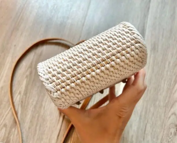 Boho White Rattan Crossbody Mini Phone Purse