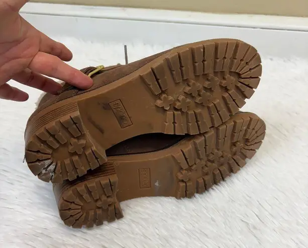 Sporto Katie Tan Suede Lace Up Faux Shearling Lined Boot Size 9W