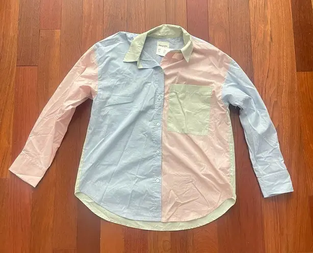 Abercrombie & Fitch Abercrombie Pastel Colorblock Oversized Button Up Shirt