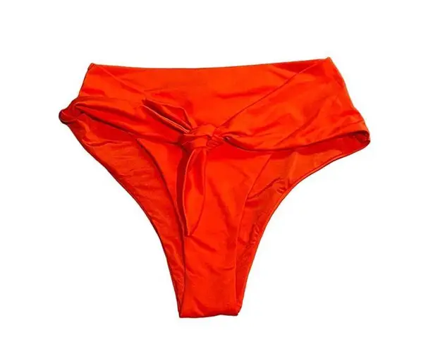 We Wore What Riviera Bikini Bottom Spicy Orange High Waist Self Tie Swim XS NWT