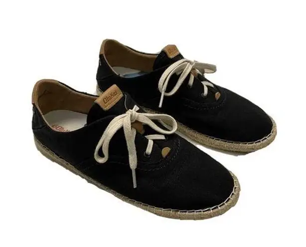 Olukai Kaula Pa‘a Lī Shoes Canvas Lace-Up Espadrilles Sneaker Slip Ons Black